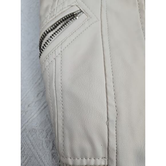 Miss London Black Label Lined FAUX Leather Bomber Biker Jacket Sz Small READ - Picture 15 of 16